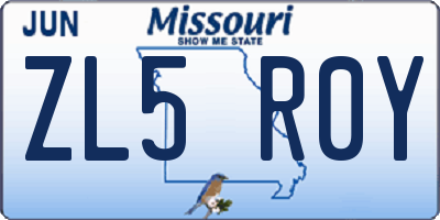 MO license plate ZL5R0Y
