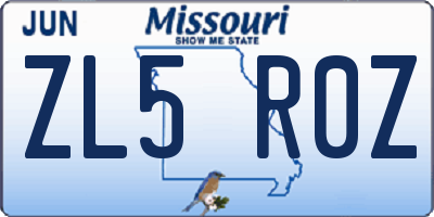 MO license plate ZL5R0Z