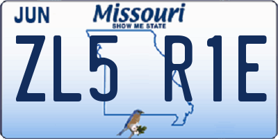 MO license plate ZL5R1E