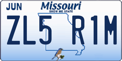 MO license plate ZL5R1M