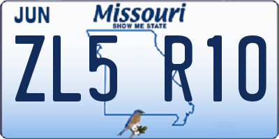 MO license plate ZL5R1O