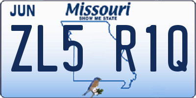 MO license plate ZL5R1Q