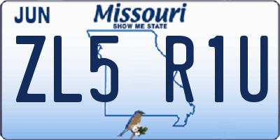 MO license plate ZL5R1U