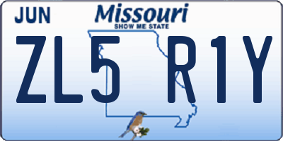 MO license plate ZL5R1Y