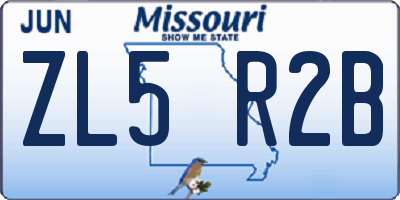 MO license plate ZL5R2B