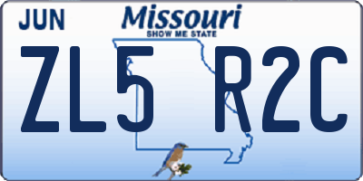 MO license plate ZL5R2C