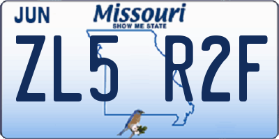 MO license plate ZL5R2F