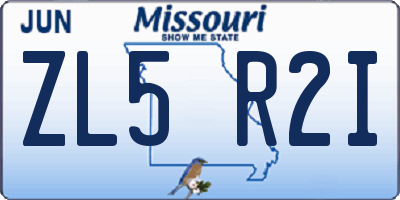 MO license plate ZL5R2I