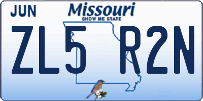 MO license plate ZL5R2N