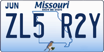 MO license plate ZL5R2Y
