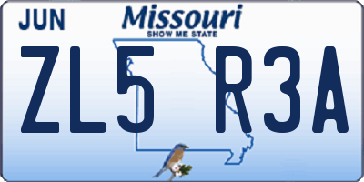 MO license plate ZL5R3A