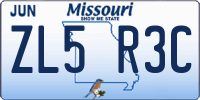 MO license plate ZL5R3C