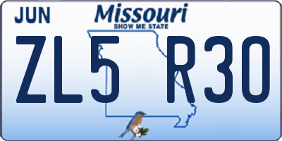 MO license plate ZL5R3O