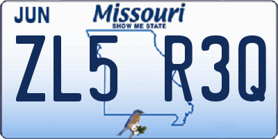 MO license plate ZL5R3Q