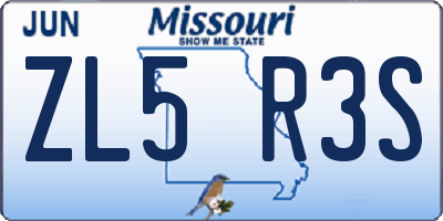 MO license plate ZL5R3S