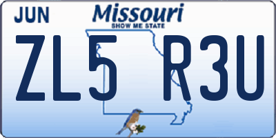 MO license plate ZL5R3U