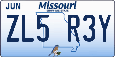MO license plate ZL5R3Y