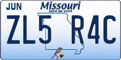 MO license plate ZL5R4C
