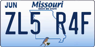 MO license plate ZL5R4F