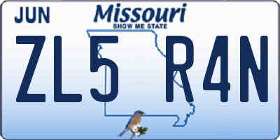 MO license plate ZL5R4N