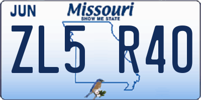 MO license plate ZL5R4O