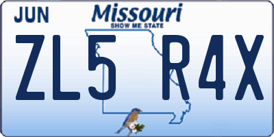MO license plate ZL5R4X