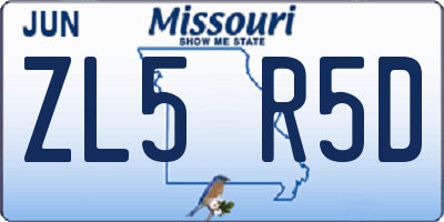 MO license plate ZL5R5D