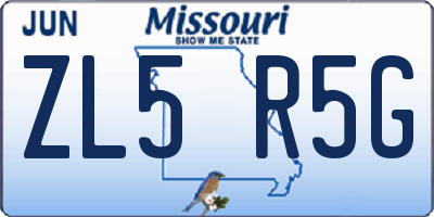 MO license plate ZL5R5G