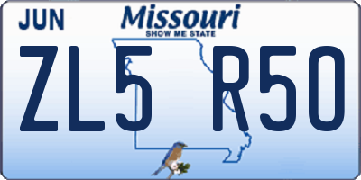 MO license plate ZL5R5O