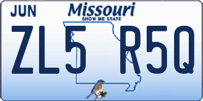 MO license plate ZL5R5Q