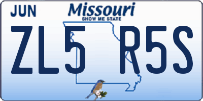 MO license plate ZL5R5S