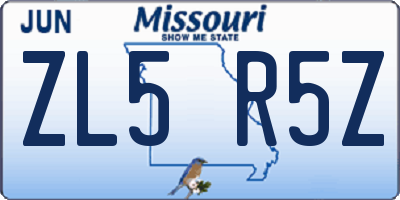 MO license plate ZL5R5Z