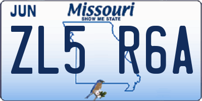 MO license plate ZL5R6A