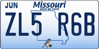 MO license plate ZL5R6B