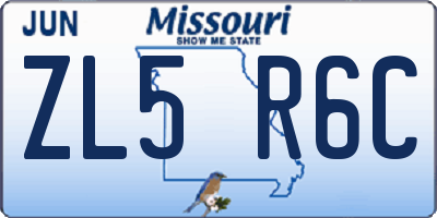 MO license plate ZL5R6C
