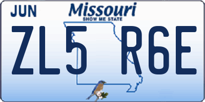 MO license plate ZL5R6E