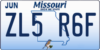 MO license plate ZL5R6F