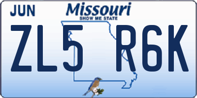 MO license plate ZL5R6K