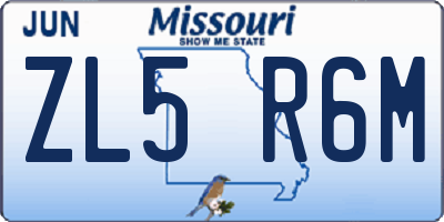 MO license plate ZL5R6M