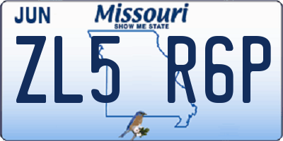 MO license plate ZL5R6P