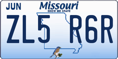 MO license plate ZL5R6R