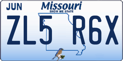 MO license plate ZL5R6X
