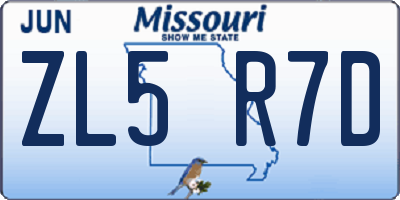 MO license plate ZL5R7D