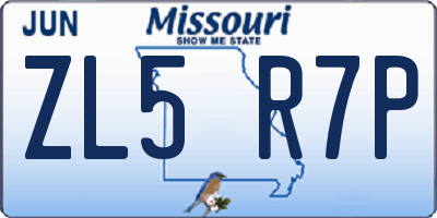 MO license plate ZL5R7P
