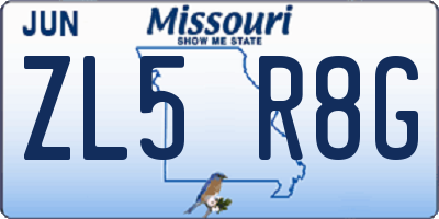 MO license plate ZL5R8G