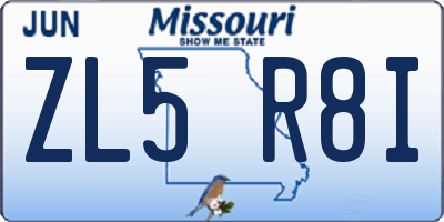 MO license plate ZL5R8I