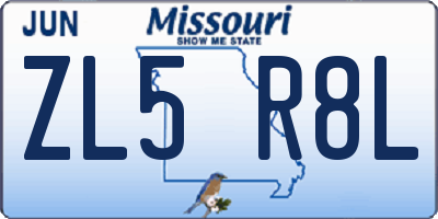 MO license plate ZL5R8L