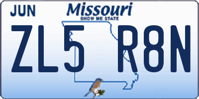 MO license plate ZL5R8N