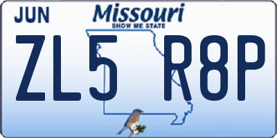 MO license plate ZL5R8P