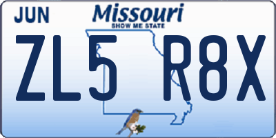 MO license plate ZL5R8X